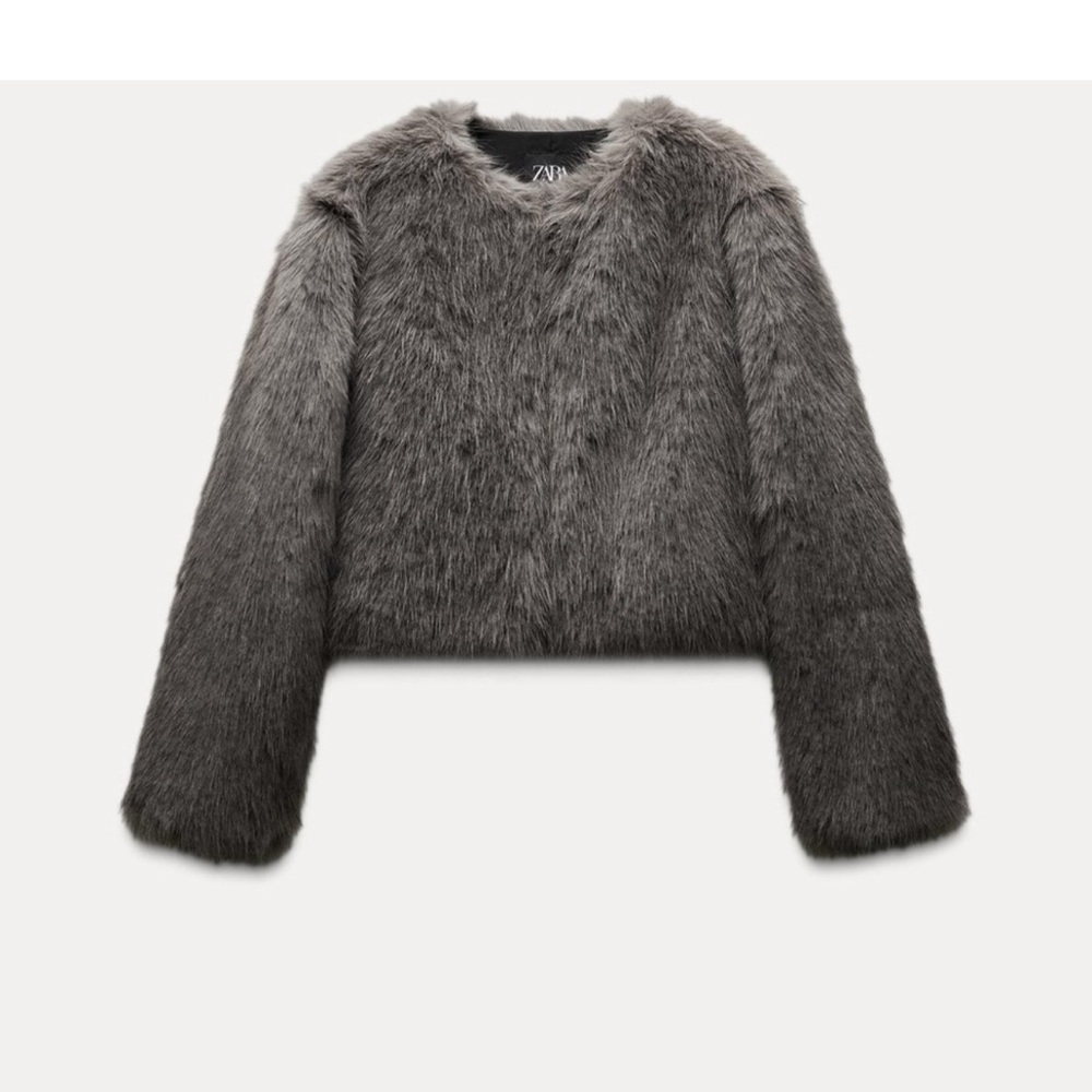 Zara Gray Faux Fur Coat